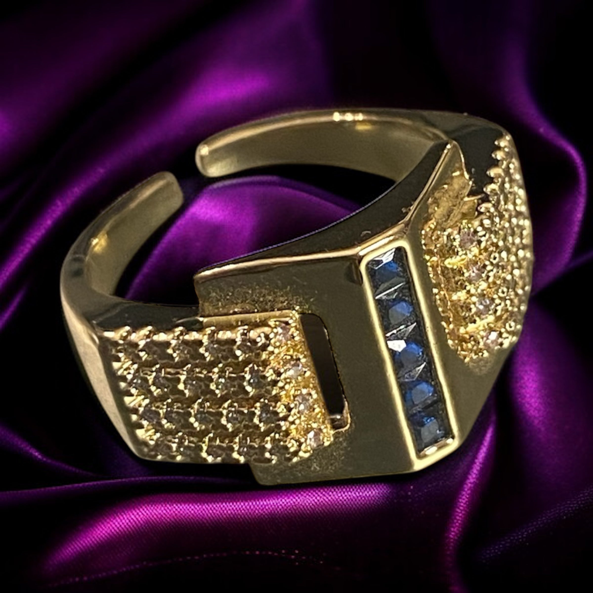 Baget taşlı safirli yüzük