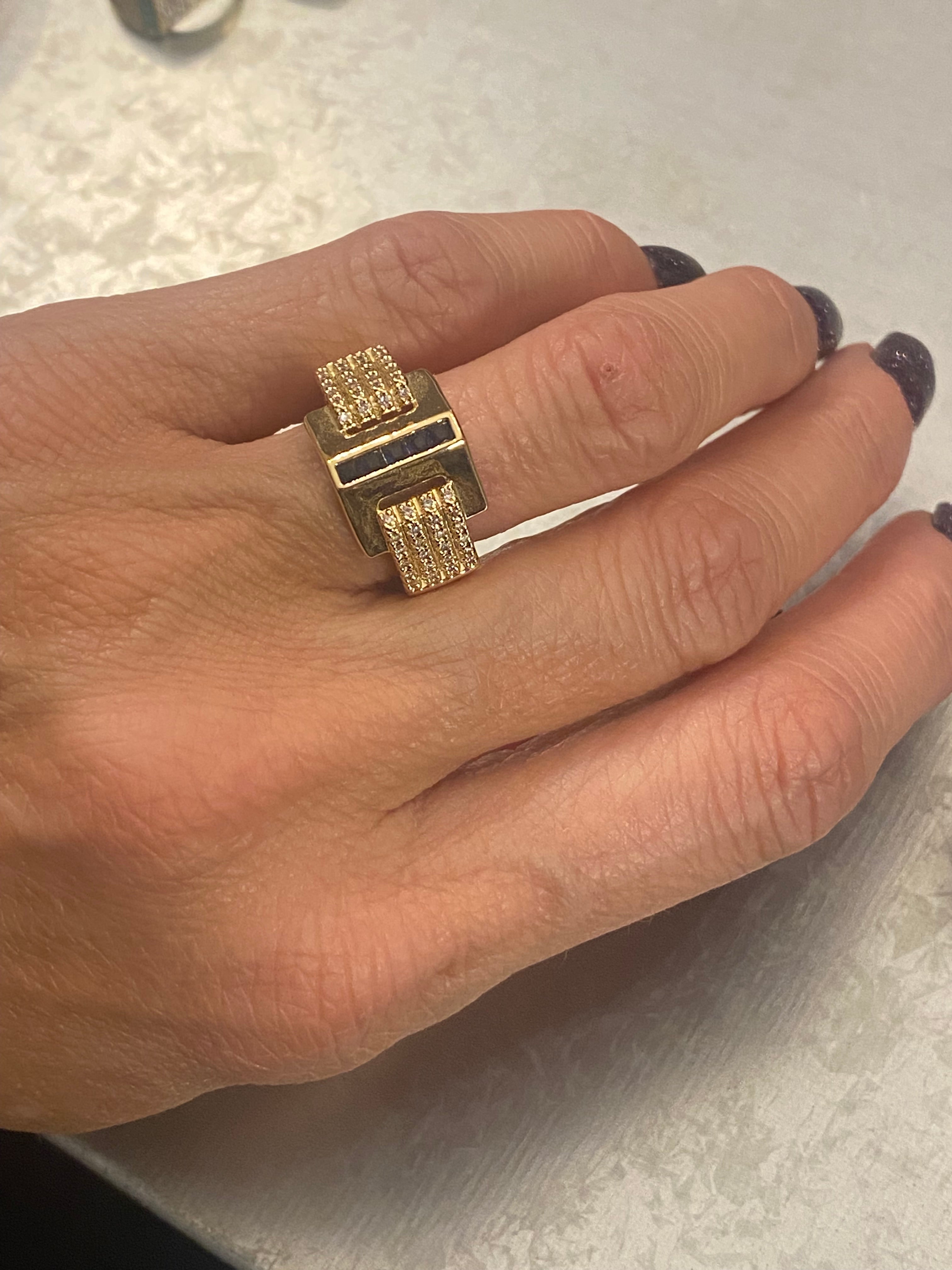 Baget taşlı safirli yüzük