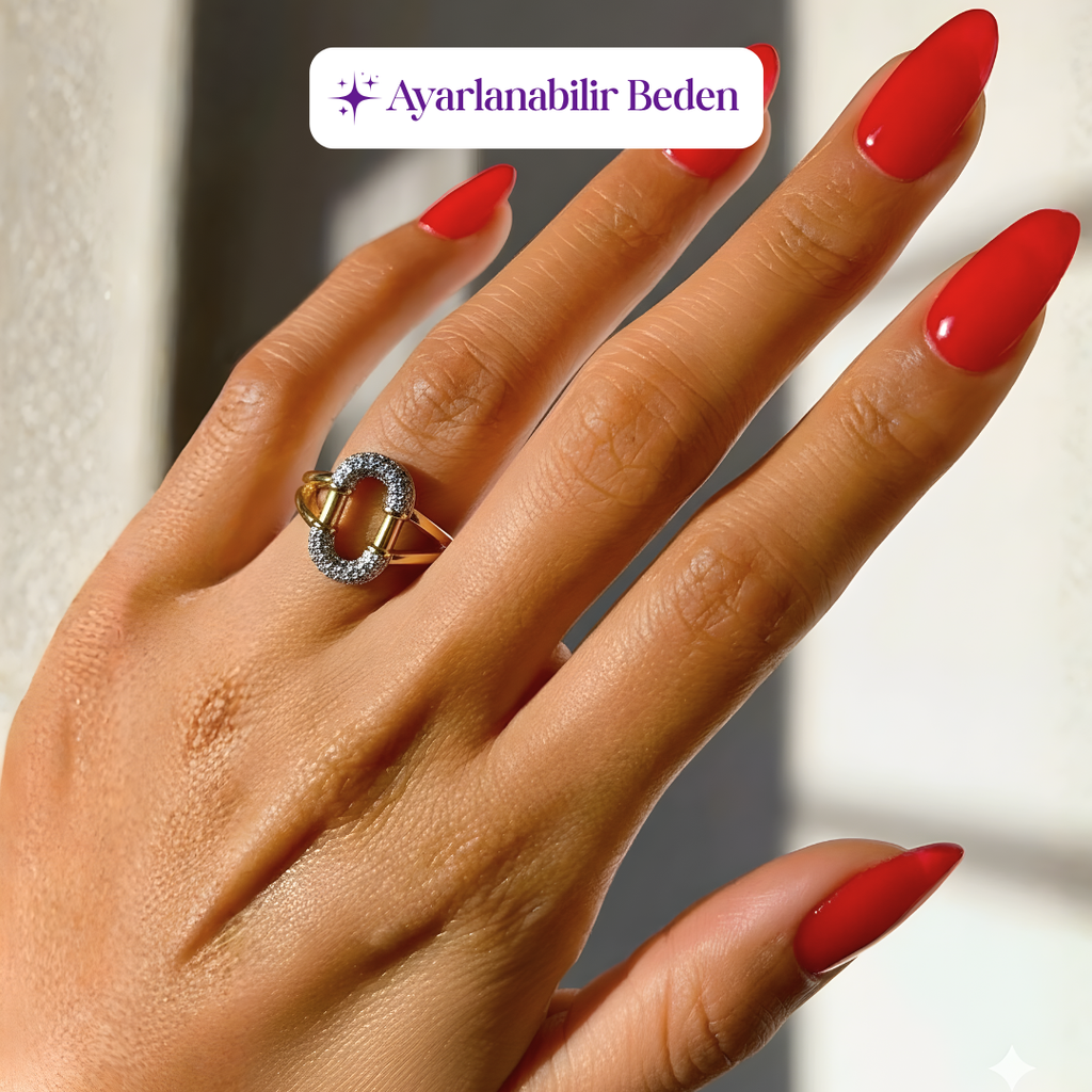 İki renkli oval yüzük