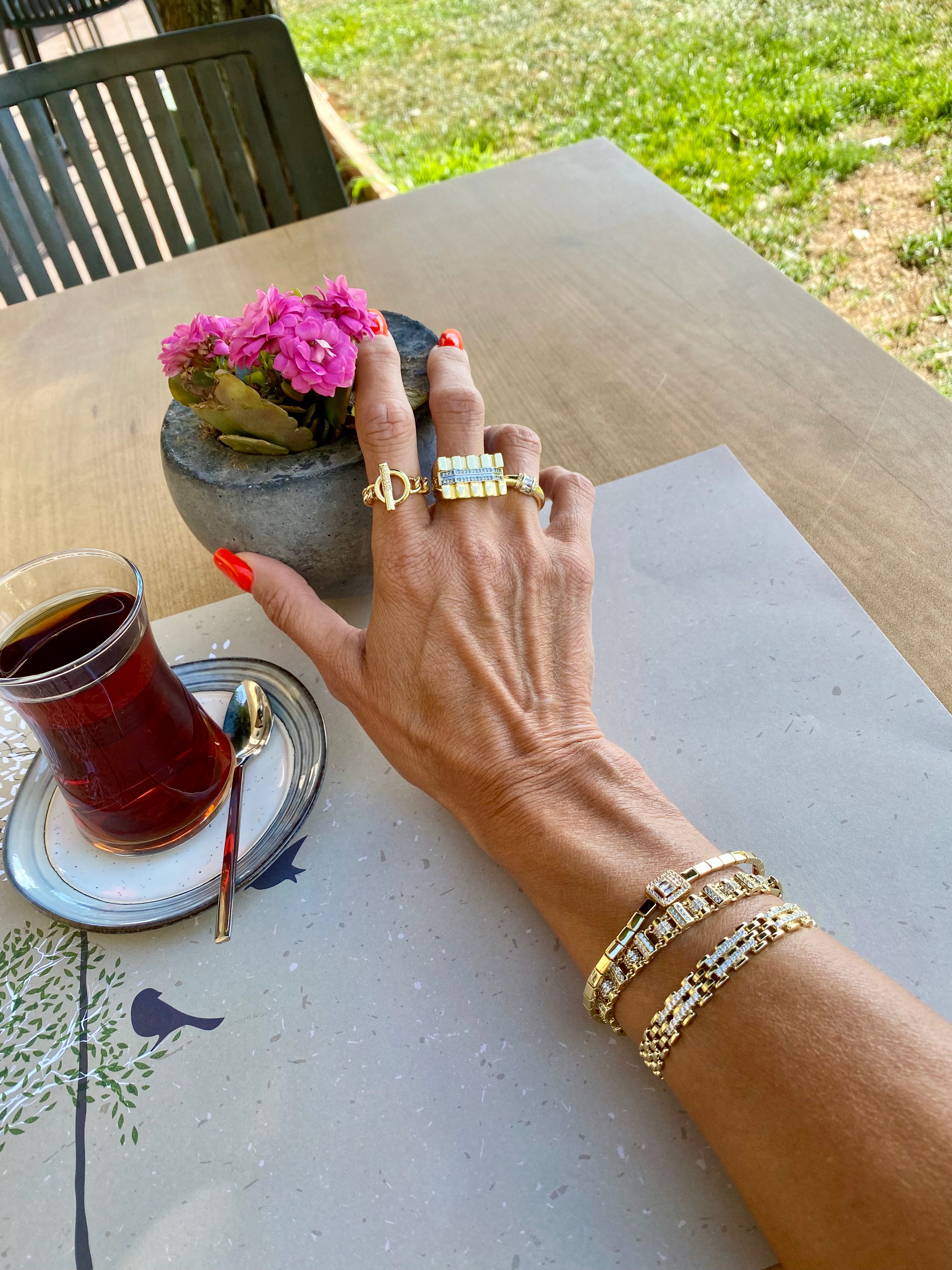 Tek baget taşlı bileklik