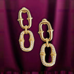 Pave zirkon taşlı oval halkalı küpe