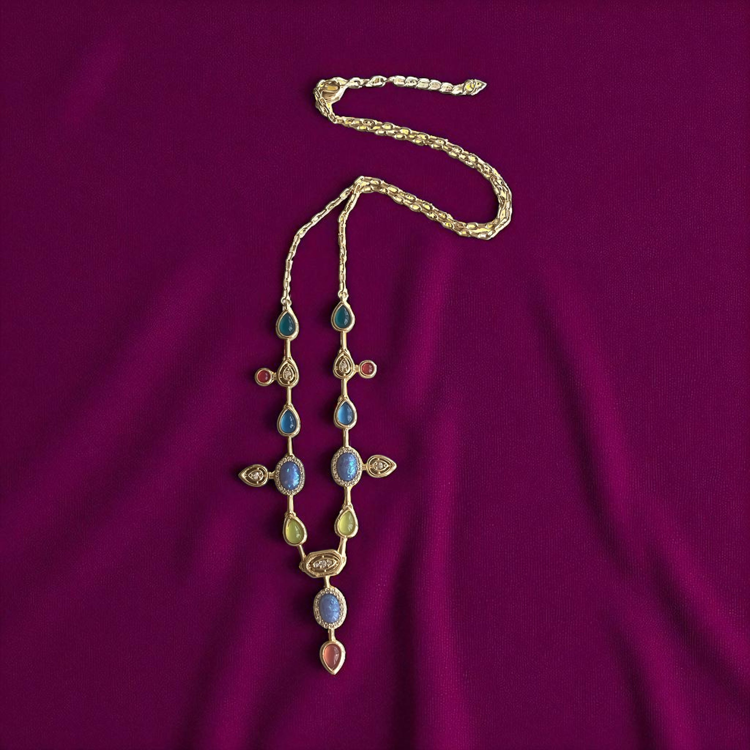 Opal taşlı renkli gerdanlık kolye