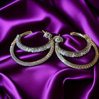 Çiftsıra baget taşlı halka küpe