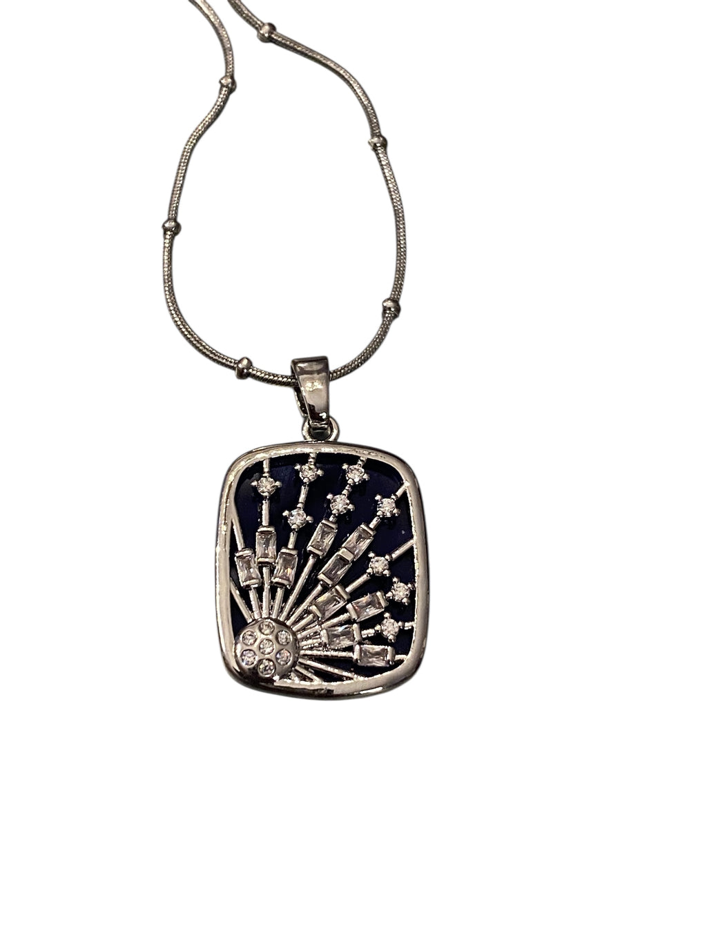 Zirkon taşlı lacivert kolye