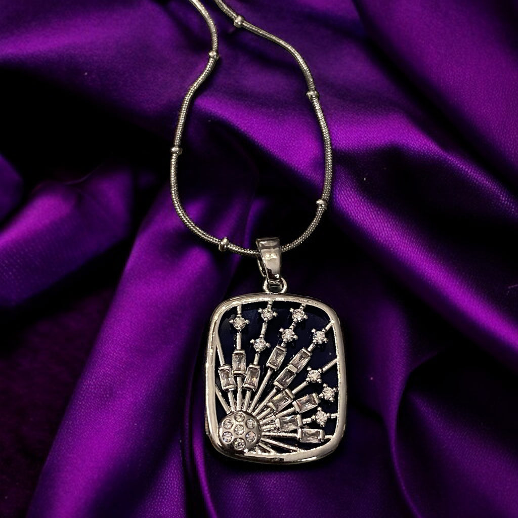 Zirkon taşlı lacivert kolye